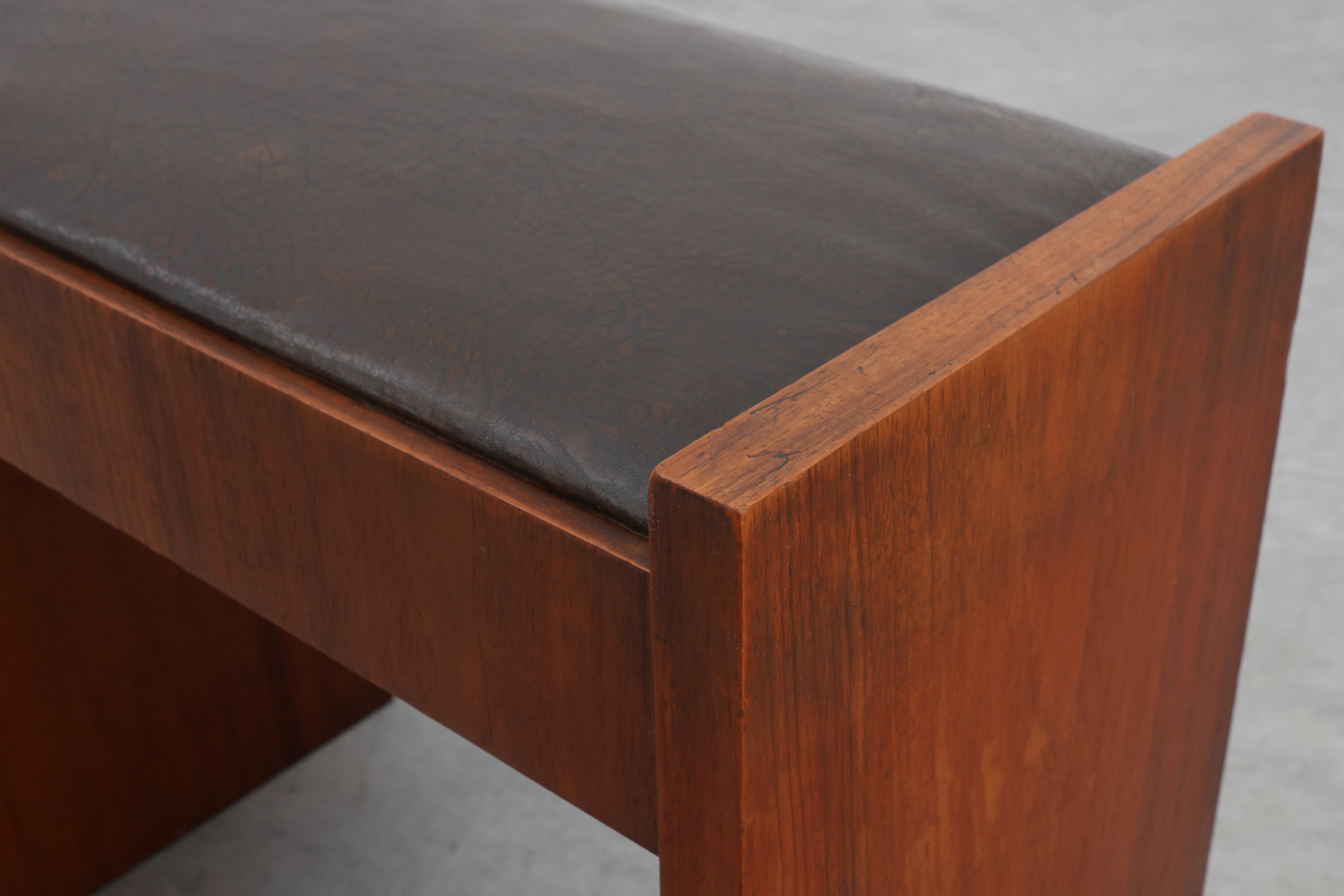 Art Deco Walnut Stool with Leather Seat, Belgium ca. 1925thumbnail